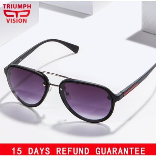 TRIUMPH VISION Sunglasses Men Luxury Brand Designer Pilot Oculos UV400 Gradient Sun Glasses Male Matte Frame Shades