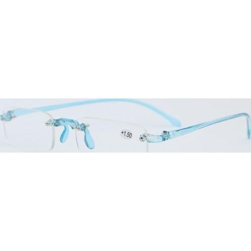 New Fashion Frameless Square Reading Glasses Men Women Comfortable TR90 Ultra Light Frame Presbyopic 1.0-4.0 R058