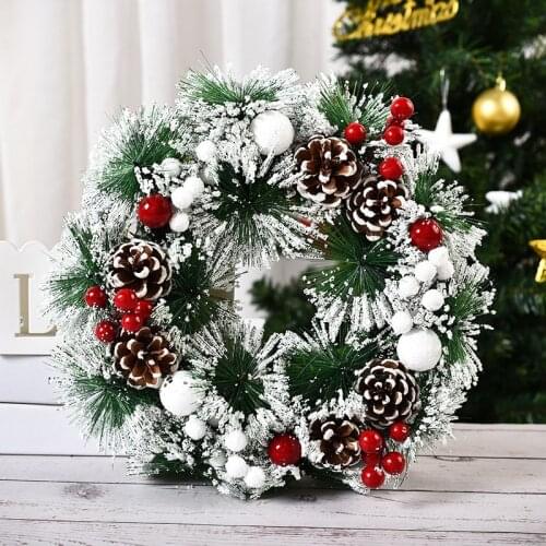 New Christmas Decoration Wreath Handmade Simulation Christmas Wreath Door Hanging Window Props Layout Decoration