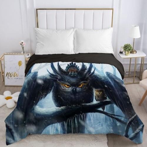 Duvet Cover with Zipper Comforter Blanket Quilt Cover 220x240/90/135/150 3D Cartoon Bedding Bag Dream Animal owl