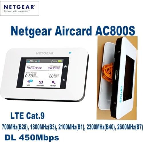 UNLOCKED Netgear Aircard AC800S 4G LTE Cat.9 Mobile Hotspot WiFi Router Modem plus 4g antenna