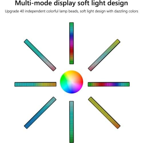 RGB Colorful Rhythm Light Tube 40 LED Voice-Activated Pickup Strip Light Music Atmosphere Ambient Lamp Bar for Car Party