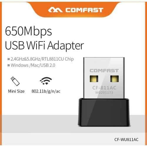 COMFAST Mini Network Card Dual Band 2.4G&5.8G High Power 650Mbps 802.11AC Antenna For Laptop Desktop Window XP/7/8/10 CF-811AC