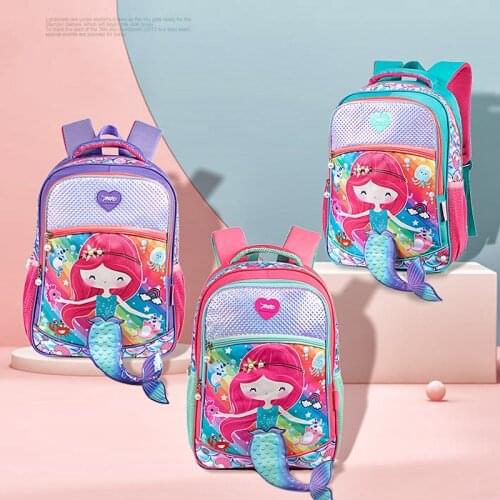3D Mermaid School Backpacks for Girls Bookbags Lightweight Cute Cartoon Kids Schoolbags
