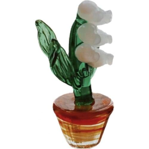 Home Decor Glass Flower Figurines Handicraft Miniature Plant Decorative Potted Flower Shape Figurine Garden Ornament