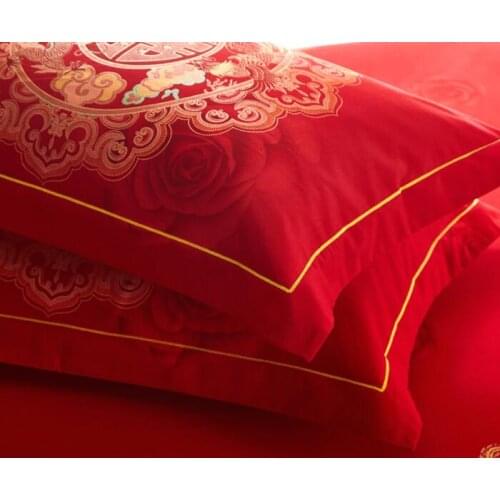 Reactive printing fabric for bedsheet and pillow slip ,270x230 cm red bedsheet for weddig