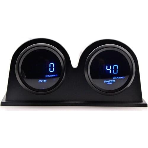 2'' 52MM Water Temp Gauge Tachometer RPM Gauge Black Color Digital Blue Led With Gauge Pod