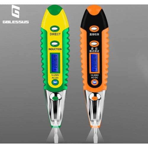 Intelligent Digital Display Electric Pen AC DC12-250V Automatic Detection Voltage Electrician Tools Sound And Light Alarm