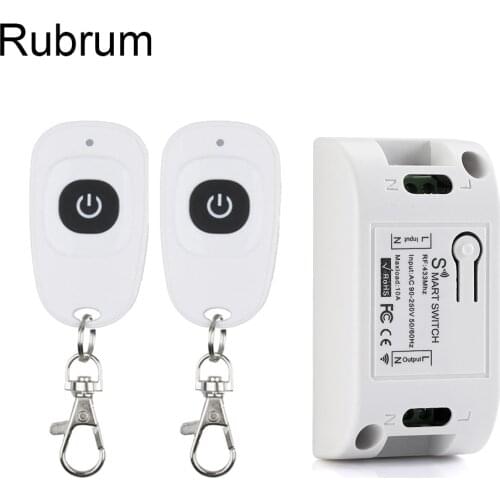 Rubrum Universal Remote Control Switch AC 220V 10A 1CH 433MHz Relay Receiver and Transmitter For Smart Home Light Switches Lamp