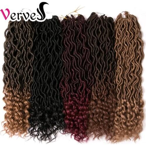 VERVES Curly Crochet braid Hair Extensions 18 inch 24 strands/pack Ombre Braiding Hair Synthetic Afro brown Black Locs