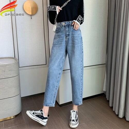 Spring Summer 2020 New Arrival High Waist Jeans Women Ankle-Length Denim Pants High Quality Streetwear Loose Jeans Woman