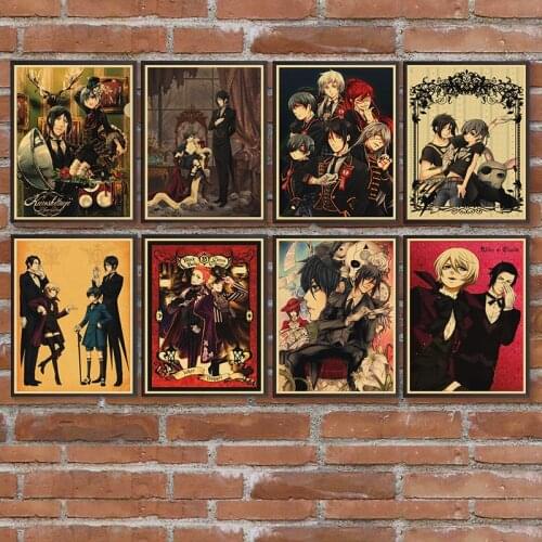 Japanese Anime Vintage Black Butler Poster Kraft Paper Posters Wall Decor HD Prints Home Room Bar Wall Stickers Art Painting