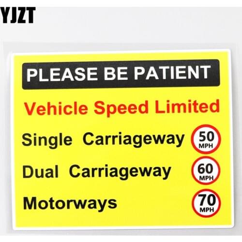YJZT 13.7CM×11.1CM Speed Limited Commercial Vehicle Warning PVC Decal Car Sticker12C-0490