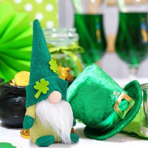 St. Patricks Day Green Hat Faceless Doll Ornaments Home Decoration Ornaments Irish Day Clover Faceless Old Man Ornaments