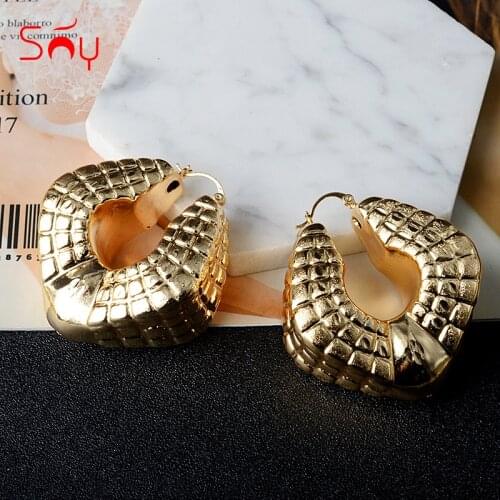 Sunny Jewelry 2021 New Fashion Copper Hoop Earrings For Women Hollow Large Style High Quality For Wedding Party Gifts Trendy