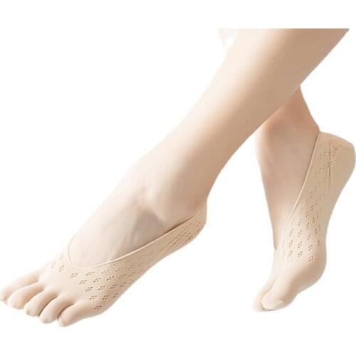 Ladies Invisible Silicone Non-slip Five Finger Socks Fashion Summer Thin Toe Socks Slippers Ladies Women Ultra-thin Socks Funny