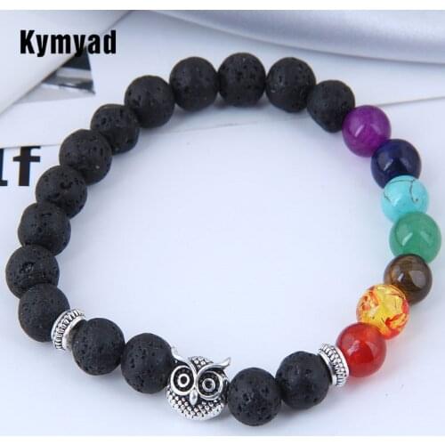 Kymyad Trendy Fashion Glasses Beads Stone Bracelets For Women Vintage Bracelet Femme Beads Pulseras Owl Leopard Charm Bracelets