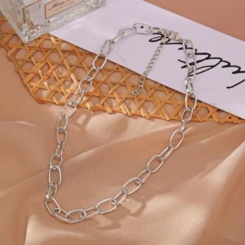 Fashion Retro Necklace Thick Chain For Women Gold Silver Color Chunky Lock Choker Chain Necklace Everyday Dress Up Party Jewelry