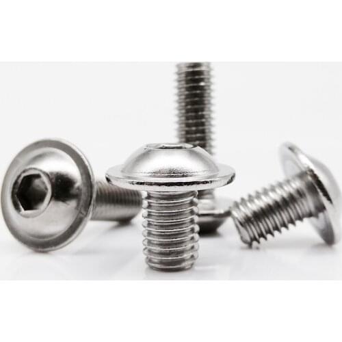 1/50pcs M3 M4 M5 M6 M8 A2-70 304 Stainless Steel Hex Hexagon Socket Allen Half Round Button Flange Head With Washer Screw Bolt