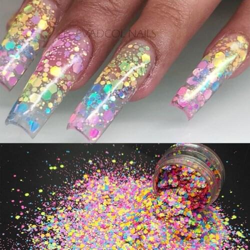 Nail Art Glitter Neon Shape Nail Sequins Flakes Mix Shining Glitters Acrylic Gel Nails Decoration