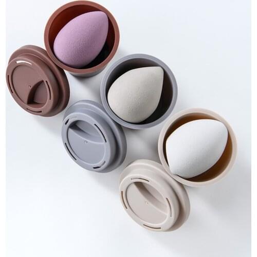 1pc New Makeup Sponge Holder Large Mold-Proof Portable Clean Mini Coffee Cup Storage Box for Make Up Cosmetics Sponge Case