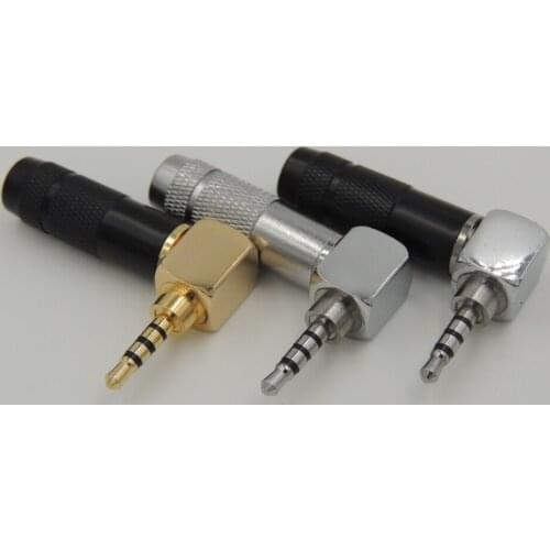 2.5mm 4Pole Male Headphone Jack Right Angle 90 Degree L Shape DIY Solder Plug Mini Connector 3pcs