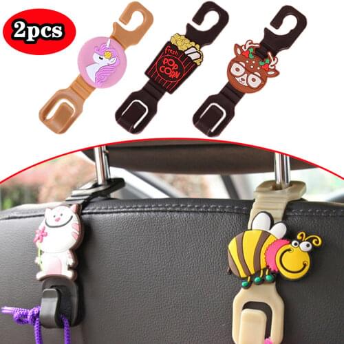 2pcs Animals Car Seat Back Hooks Hangers Organizer Styling Universal Headrest Mount Storage Hooks Clips for Grocery Bag