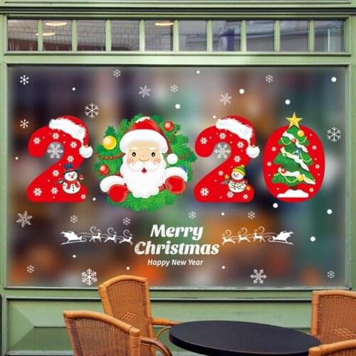2020 Christmas Home Decor Santa Claus Window Decoration Art PVC Vinyl Wall Stickers Merry Christmas Wallpapers Waterproof