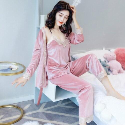 2020 pajamas for woman 5 colors sexy pajamas set warm 3 pieces of pajamas set home suit home clothing sleepwear home service