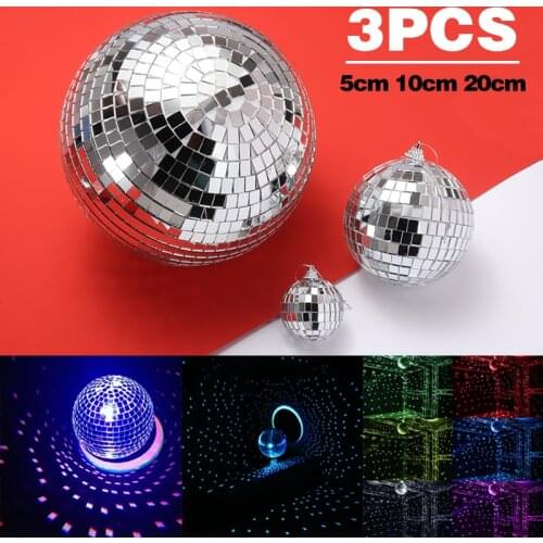 3pcs Silver DJ Dance Party Stage Lighting Disco Mirror Glitter Ball Decor Light Multiple Patterns Christmas LED Projector Light