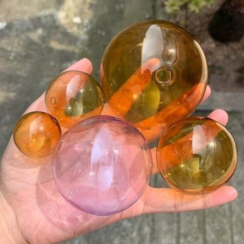 30pcs 30/40/50/60/70mm Big Color Lightbulb Globe Glass bubble round ball with hole Diy hollow glass orbs vial pendants
