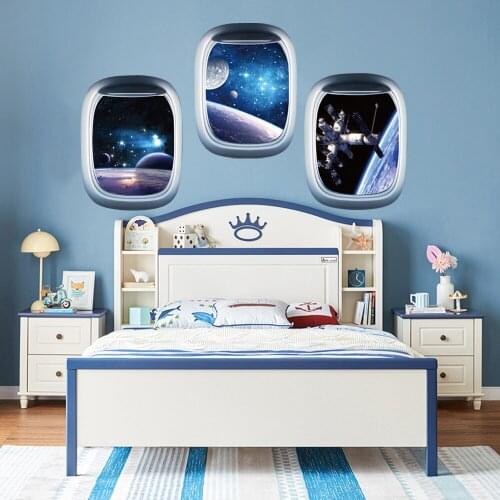 3D Starry Sky Wall Sticker Planet Spaceship Wall Stickers for Living Room Bedroom Childrens Room home Wall Sticker Decoration