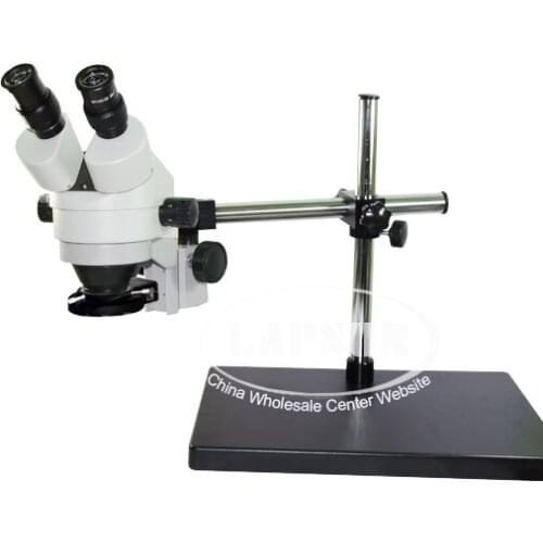 7X-45X Trinocular Industry Inspection Zoom Stereo Microscope Dual Arm Stand LED Ring Light + C-mount Adapter for C-Mount Camera