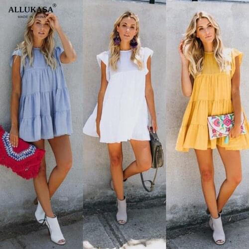 Однотонные летние платья Allukasa China At AliExpress