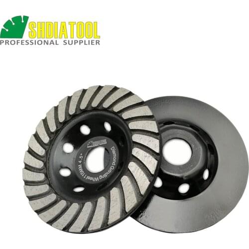 SHDIATOOL 2pcs 4.5inch Diamond Turbo Row Grinding Cup Wheel For concrete Masonry construction mater 115mm grinding disc