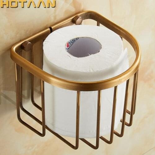 Free Shipping Wholesale And Retail Wall Mounted Bathroom Toilet Paper Holder Antique Brass Roll Tissue Box YT-1392
