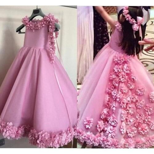 Glitz Flower Girl Dress with 3D Floral Appliques Formal Wears Vestidos De Fiesta New Arrivals Pageant Gown