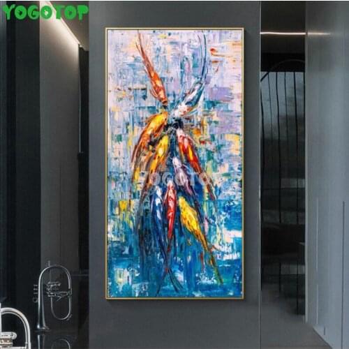 Large 5d diy Diamond Painting Full Drill Diamond Embroidery Handmade Wall Decor Mosaic,colourful koi fish Animal YY5043