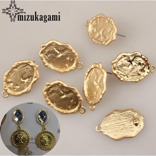 26*17mm 6pcs/lot Zinc Alloy Retro Gold Big Oval Earrings Base Earring Connector For DIY Exaggerated Earrings Accessories