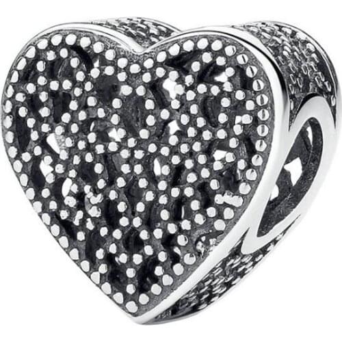 Rose Gold Color Heart Romance Charm Beads Fits Pan Bracelets Necklace DIY Making 100% 925 Sterling-Silver-Jewelry