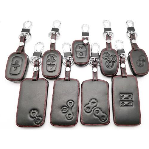 Soft Leather Car Key Case Cover Holder For Renault Megane Clio Logan Kadjar 1 2 3 Scenic Koleos 9 Styles Keychain Card Case