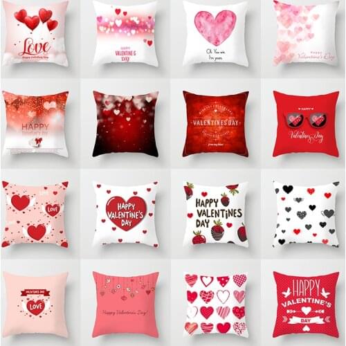 Valentin Day Throw Pillow Case Red Heart Cushion Covers for Home Sofa Chair Decorative Pillowcases