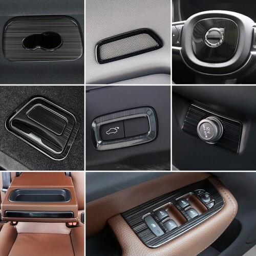 For Volvo XC60 2018-2020 Car Interior Door Handle Trim Window Lift Switch Panel Audio Speaker Sound Ring Water Cup Holder Frame