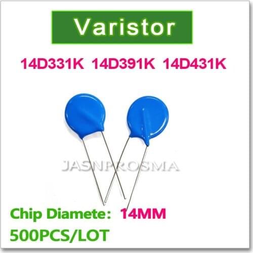 JASNPROSMA 14D331K 14D391K 14D431K 14MM 500PCS 330V 390V 430V Varistor 330 390 430