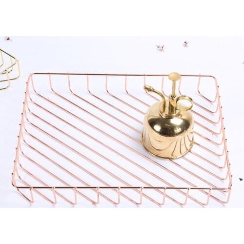 Creative Hollow-out File Folder Rose Gold Magazine File Holder Desk Wire Iron File Tray Organizer Home Office Supplies HCCY
