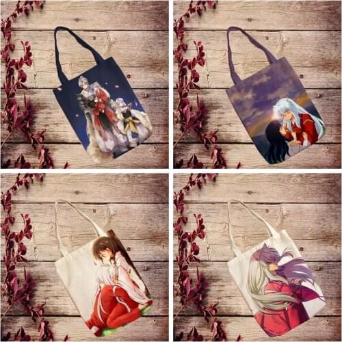IVYYE Inuyasha Style Fashion Anime Foldable Canvas Shopping Bag Casual Shoulder Bags Customized Tote Handbag Lady Girls New