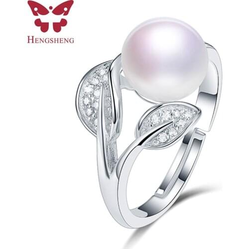 HENGSHENG Trendy Style Real Pearl Rings For Women Fashion Zircon Silver 100% Natural Freshwater Pearl Jewelry Wedding 2021