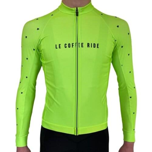 LE COFFE RIDE Cycling Mens Long Sleeve Thin Jackets Italian Fabric Breathability Ropa Ciclismo Maillot Hombre Mtb Road Bike Top