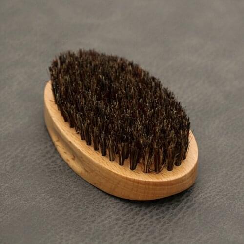Real Boar Bristles Wooden Shaving Brush Portable oval Brush For Beards Mustache Face Massage
