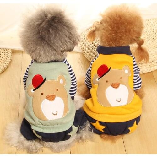 Gentle Bear Overalls Dog Yorkshire Winter Cotton Striped Small Breed Pet Coat Costume For Puppy Cats Chihuahua Toy Terrier Goods